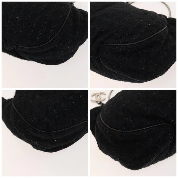 CHANEL Hand Bag Tweed Black Silver CC Auth - Picture 15 of 15
